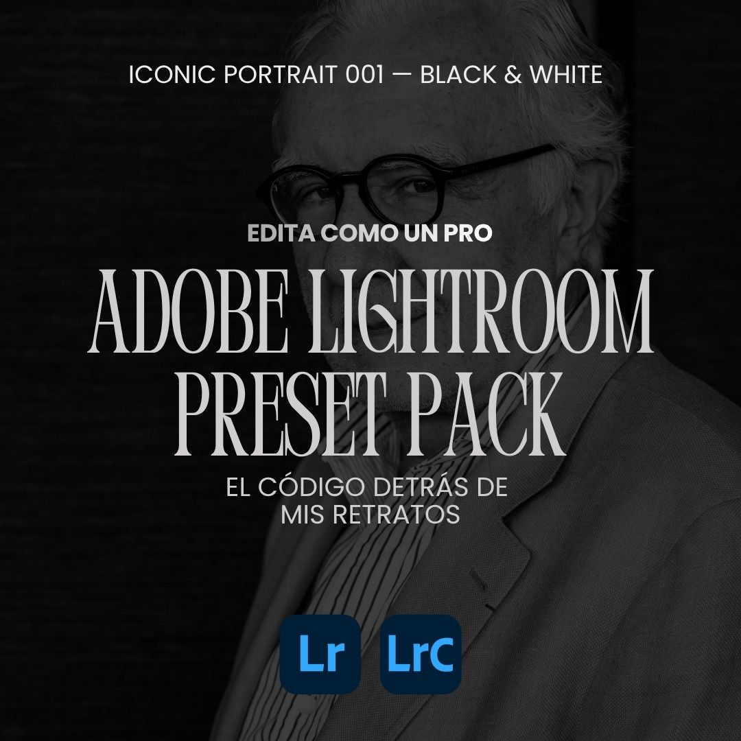 Retrato Iconico 001 - Blanco y Negro / Pack de Presets Adobe Lightroom