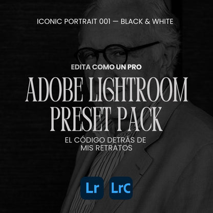 Retrato Iconico 001 - Blanco y Negro / Pack de Presets Adobe Lightroom